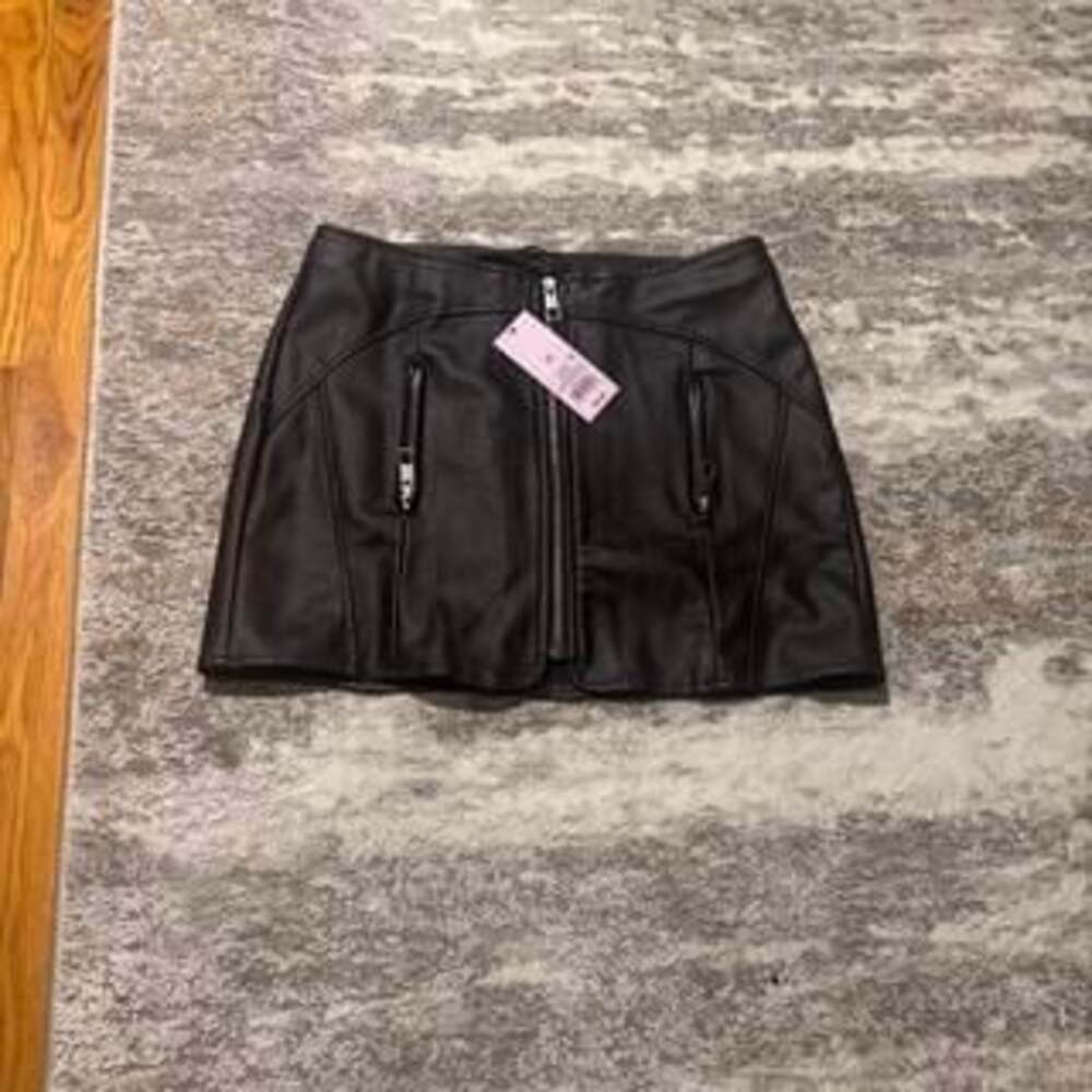 Wild Fable Black Faux Leather Mini Skirt, High-Waisted, XS